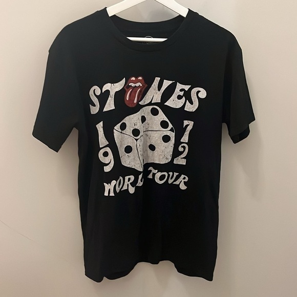 Rolling Stones 1972 World Tour Tee Shirt Unisex Size Medium Reproduction Black - Picture 1 of 5